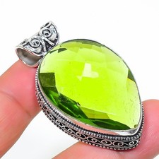 Peridoto Gemma Vintage Ciondolo Dichiarazione Fatto a Mano Design Unico Gioie...