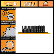 14 Pc 1/4" Drive Deep Impact Socket Set - Metric, 6 Pt Chrome Vanadium Tools