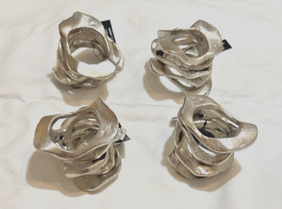 4 Kim Seybert  Flux Silver Napkin Rings Flux Napkin Rings, Set of 4 main image 4