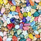 50pcs Assorted Ceramic Ocean Shell Beads for Jewelry Making, Mixed Colors