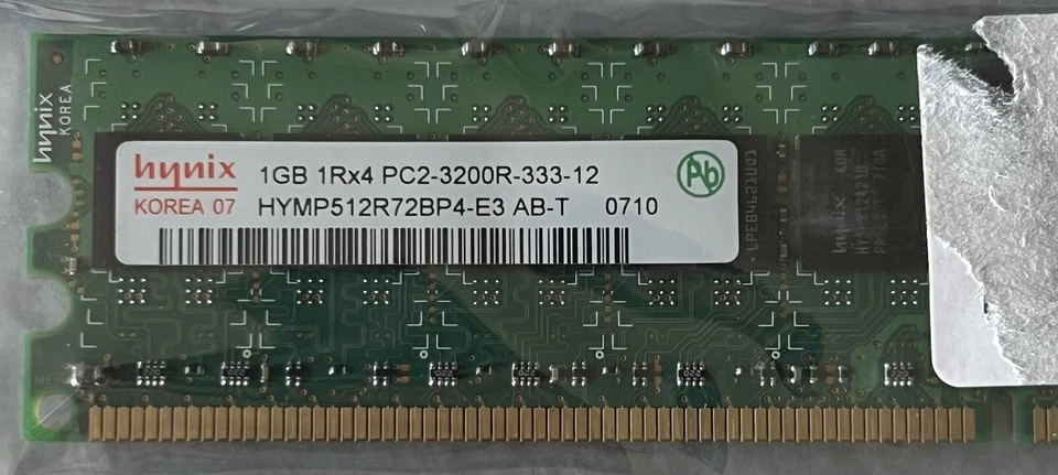 Hynix 1GB 1Rx4 PC2-3200R-333-12 HYMP512R72BP4-E3 - Image 2 of 3