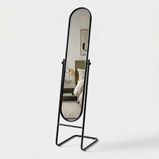 1x Black 153cm x 30cm Round Full-Length Mirror Large Tall Standing Floor Mirrors