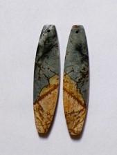 30.35 Cts Natural Picasso Jasper Drilled Cabochon Match Pair Gemstone 44X10.3MM