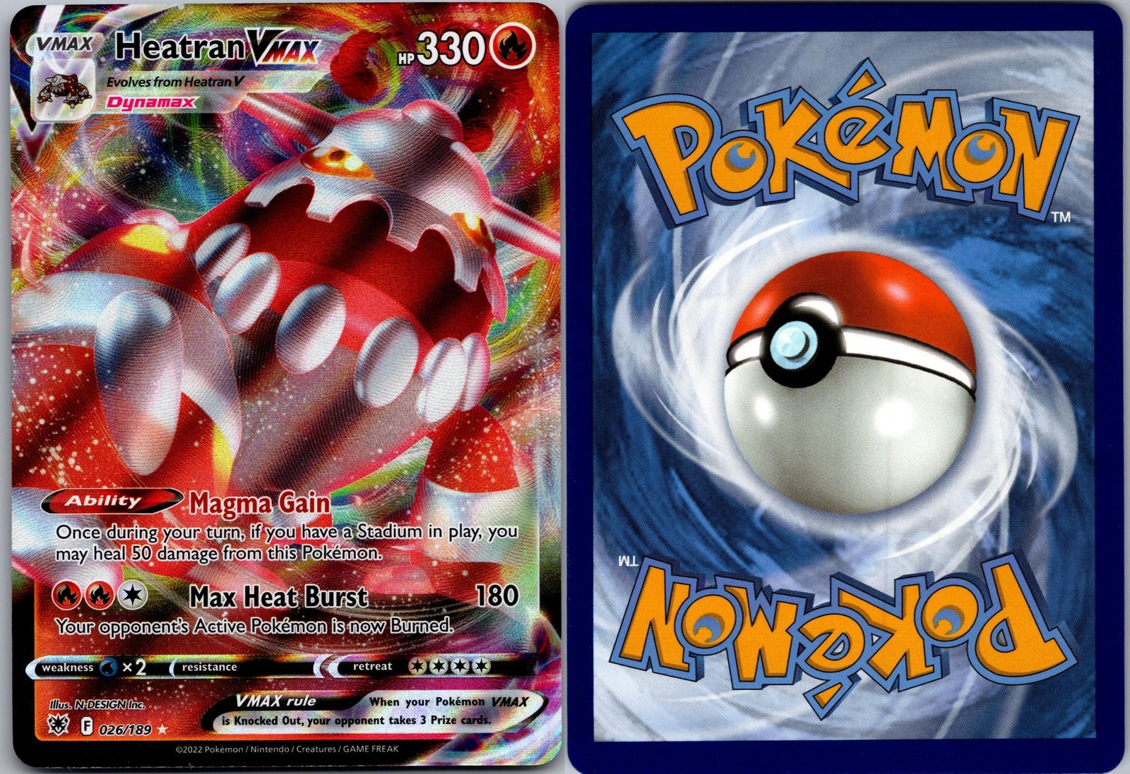 HEATRAN VMAX 026/189 HOLO VMAX RARE ASTRAL RADIANCE POKEMON NM