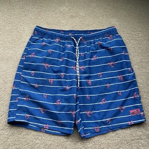 Izod Men’s Blue Striped Lobster Saltwater Swim Trunks w/ Mesh Lining - L - EUC