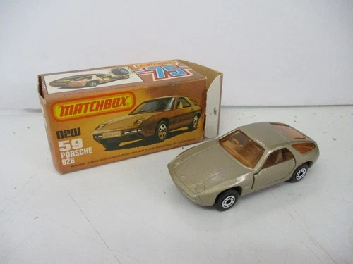 Matchbox Lesney Superfast SF59 Porsche 928- tan, AMBER windows, matt base, boxed