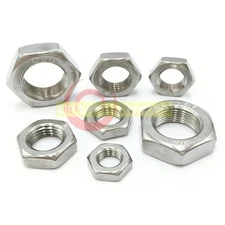 5-20PCS 304 STAINLESS STEEL PITCH HEX NUTS HEX THIN NUT M3-M14