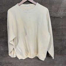 Vintage 60s/70s Raglan Armpit Blank Crewneck Sweatshirt Cream Size L