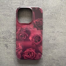 Burga Magsafe IPhone 14 Pro Phone Case Rose Dark Red Pattern
