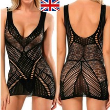 Women's Black Sexy Fishnet Bodycon Sleeveless Evening Cocktail Club Party Dress