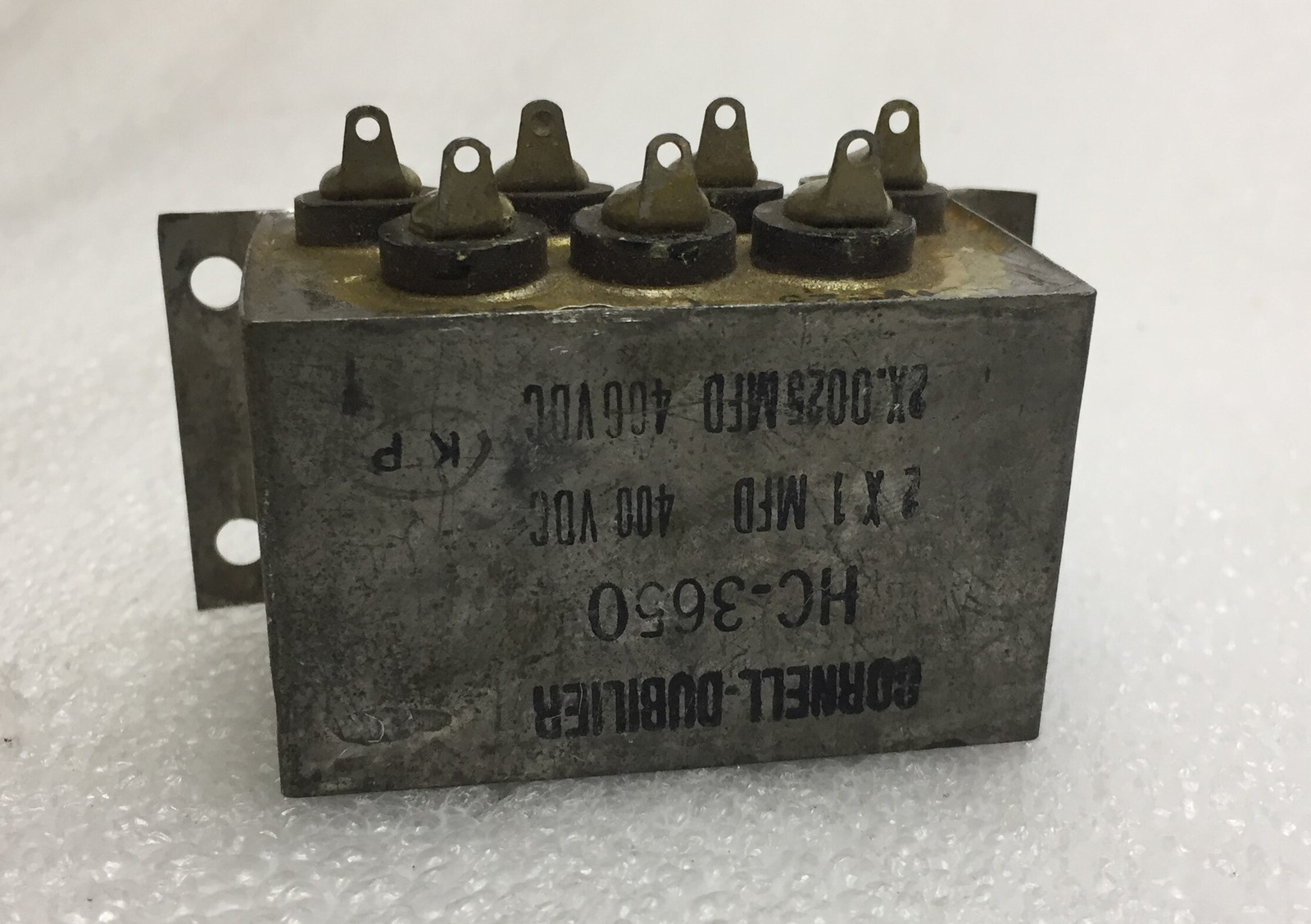 Vintage Cornell Dubilier Oil-Filled Capacitor HC-3650 2X1 MFD 400 VDC