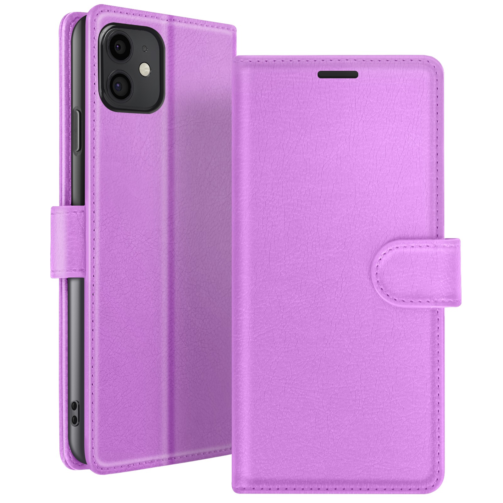 Coque iPhone 11 violette Zanaé style portefeuille avec languette aimantée