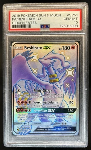 2019 Pokemon SM Hidden Fates Reshiram GX Shiny Vault #SV51/SV94 PSA 10 GEM MINT