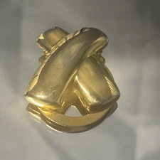 Vintage Scarf Clip Womens Gold Tone Abstract Crisscross Modernist Jewelry