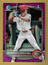 STEELE HALL 2025 TOPPS BOWMAN CHROME 1ST SP ROOKIE RC CARD #'D /199 MLB STAR!. rookie card picture