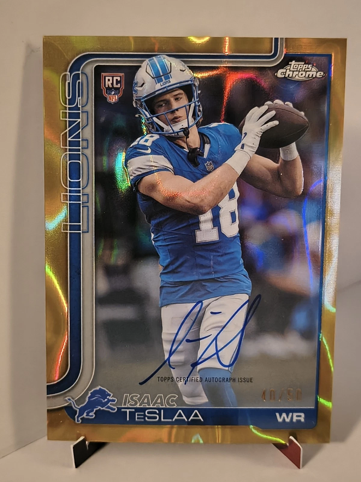 2025 Topps Chrome -Rookie Autographs Isaac TeSlaa #RA-ITS Gold Refractor Auto/50