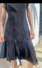 SL Fashions Size 12P Y2K Beaded Witchy Black Dress Fairycore Whimsigoth