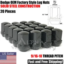 20 Black Factory OEM Lug Nuts 9/16-18 Fits Dodge Ram 1500 Durango Dakota Raider