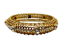 Vintage IMAN Gold Tone Bangle Bracelet with C...