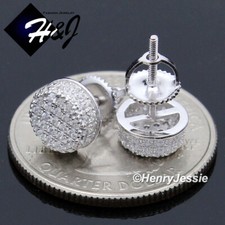 MEN 925 STERLING SILVER 8MM ICY BLING CZ 3D R...