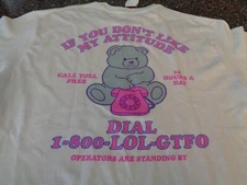 A-lab Teddy Bear Phone LOLGTFO White T-Shirt SS Adult Medium Brand New Tee Alab