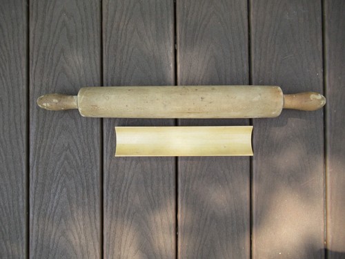 Rodillo antiguo de madera dura con soporte moderno - Imagen 2 de 5