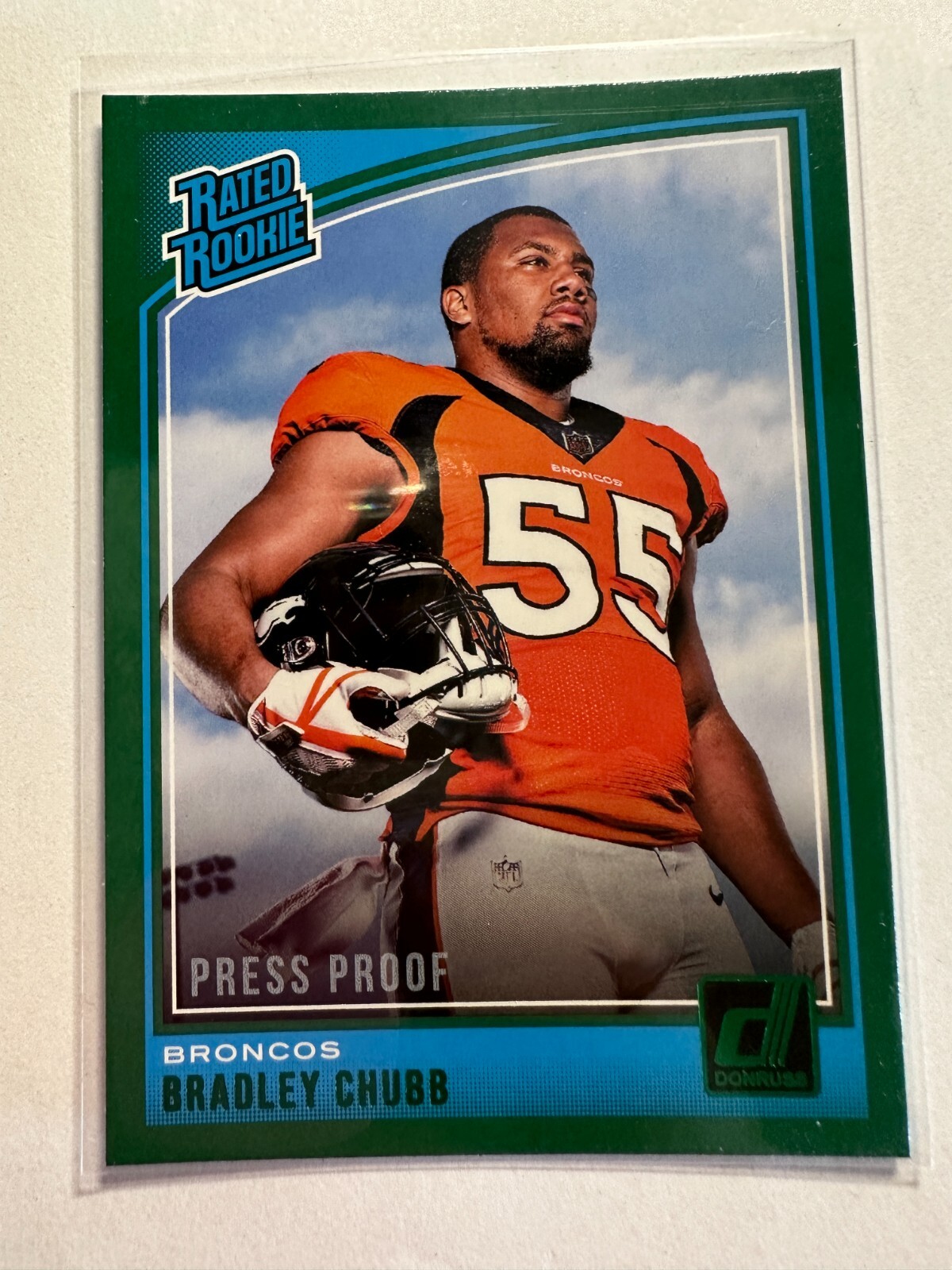K21,044 - 2018 Donruss Press Proof Green #319 Bradley Chubb RR