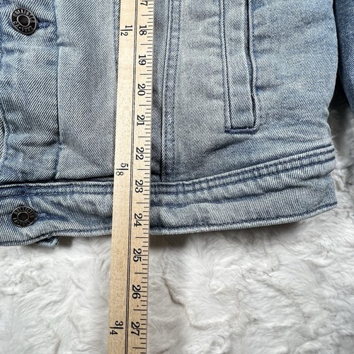 Hollister Jean Jacket Mens Large Sherpa Lined Trucker Epic Flex Stretch Warm - Picture 7 of 13