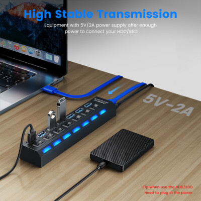 Multifunktions 7 Port USB HUB 3,0 Splitter Expansion Laptop Desktop Adapter