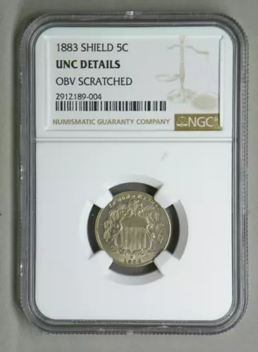 1883 SHIELD NICKEL, NGC UNC SCRATCHES