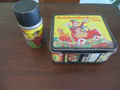 Huckleberry Hound & friends & Quick Draw McGraw & friends lunch box thermos 1961