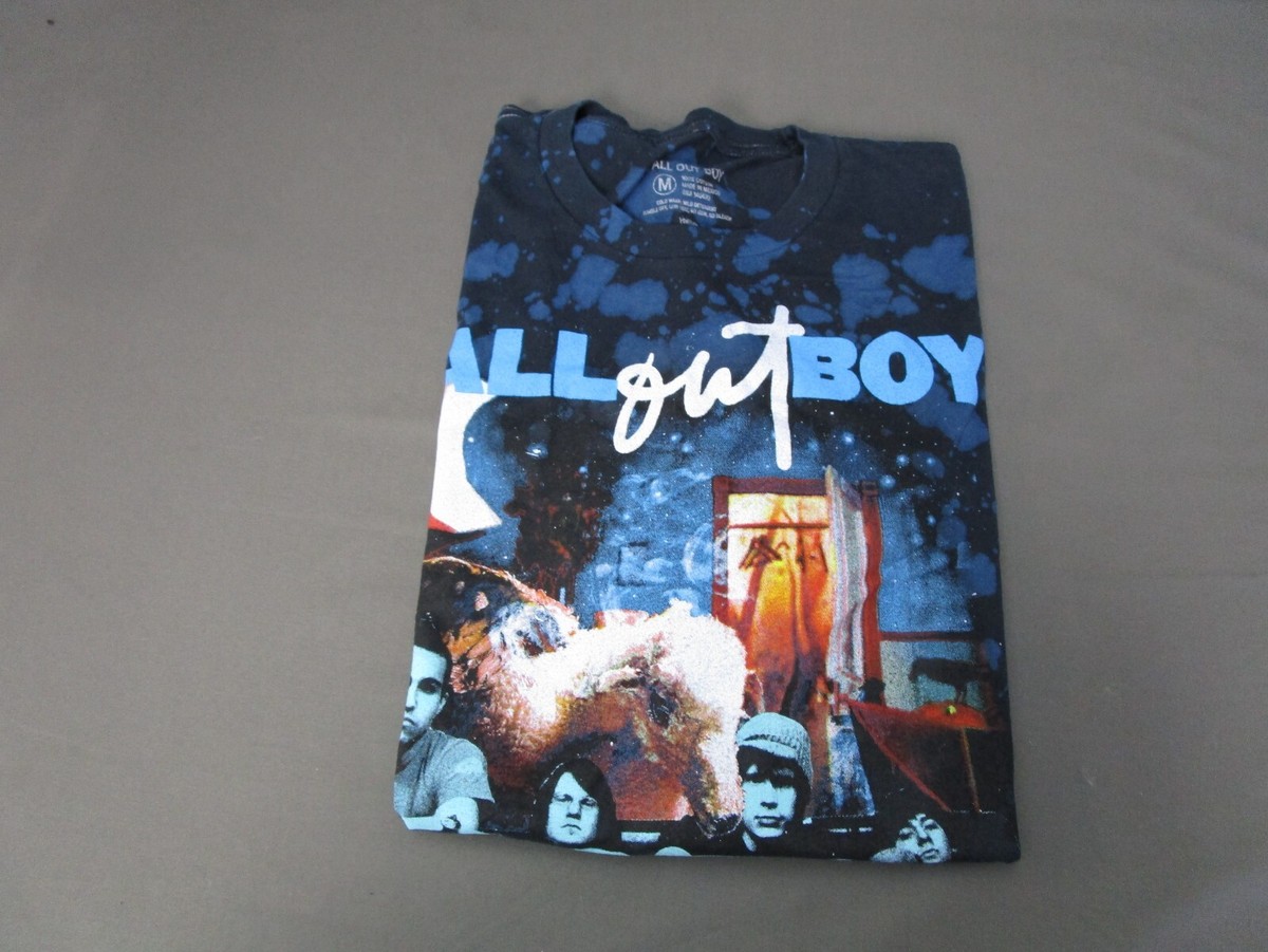 T-shirt FALLOUT BOY Rare - 100% Coton, Bleu Marine Avec éclaboussures, Taille M