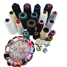 Sewing Thread Lot General Purpose + Pin Cushion 37pc Clarks Delta Lily Duel Duty
