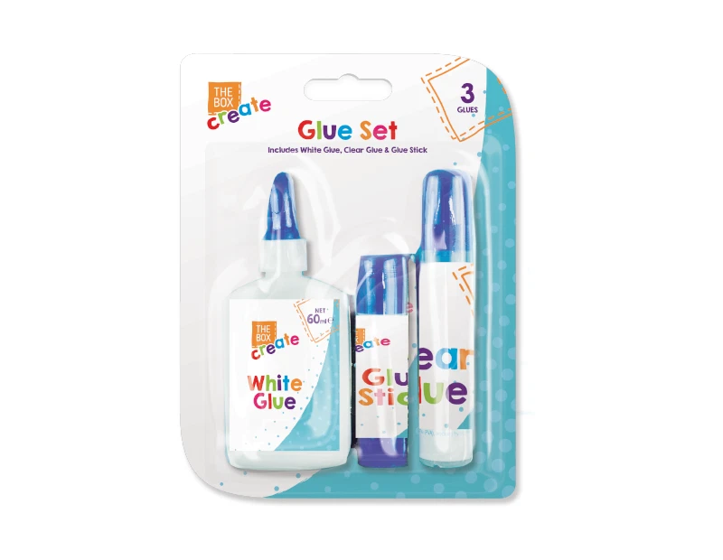 3 Piece Glue Set Non Toxic Safe Adhesive Art Crafts Kids/Children School/Home