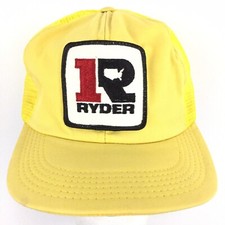 Vtg Ryder Rental Truck Patch Hat Logo Mesh Foam Snap Back Trucker Baseball Cap