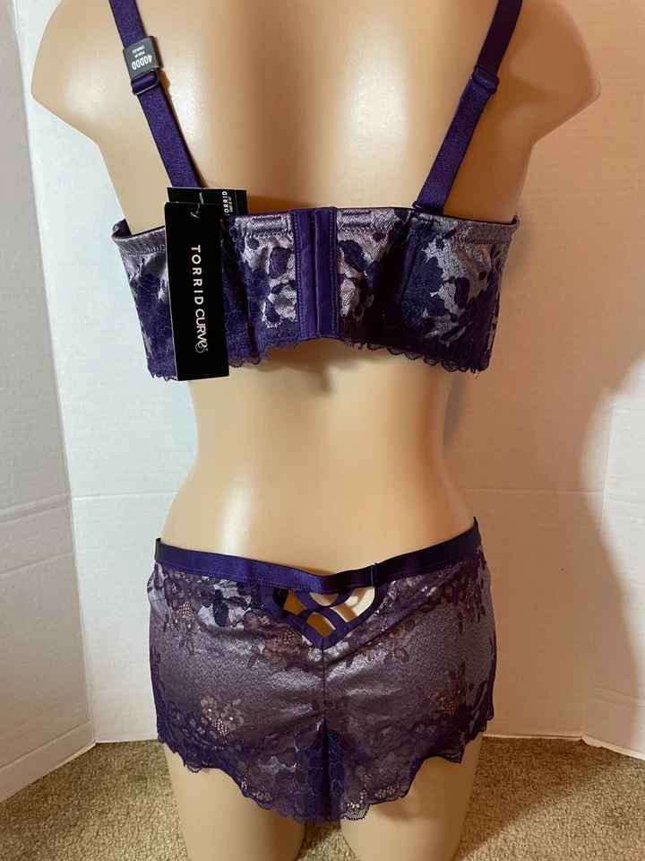 Lote 40DDD/1 Encaje Púrpura/Gris Sujetador TORRID Curve Push-Up ACOLCHADO Foto 2 de 4
