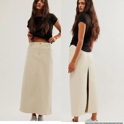 Vegan Skirt White Leather Maxi Skirt NWOT FREE PEOPLE City Slicker