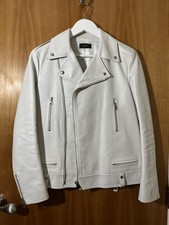 Joseph Ryder Calfskin Leather White Motorcycle Biker Jacket Uk12 / Fr 40 Rrp£995