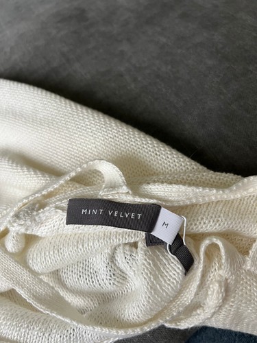 Mint Velvet Jumper Size M Medium Cream Crochet Trim Knitted 100% Linen NEW - Picture 8 of 9