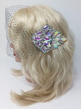 Wedding Birdcage Veil with Crystal Hair Clip, Wedding Headpiece for Bride