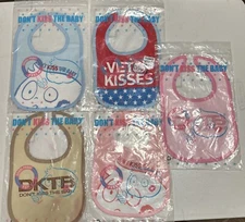 BABY ESSENTIALS FUNNY INFANT BIB Lot of 5 - Don’t Kiss The Baby Drool Proof DKTB