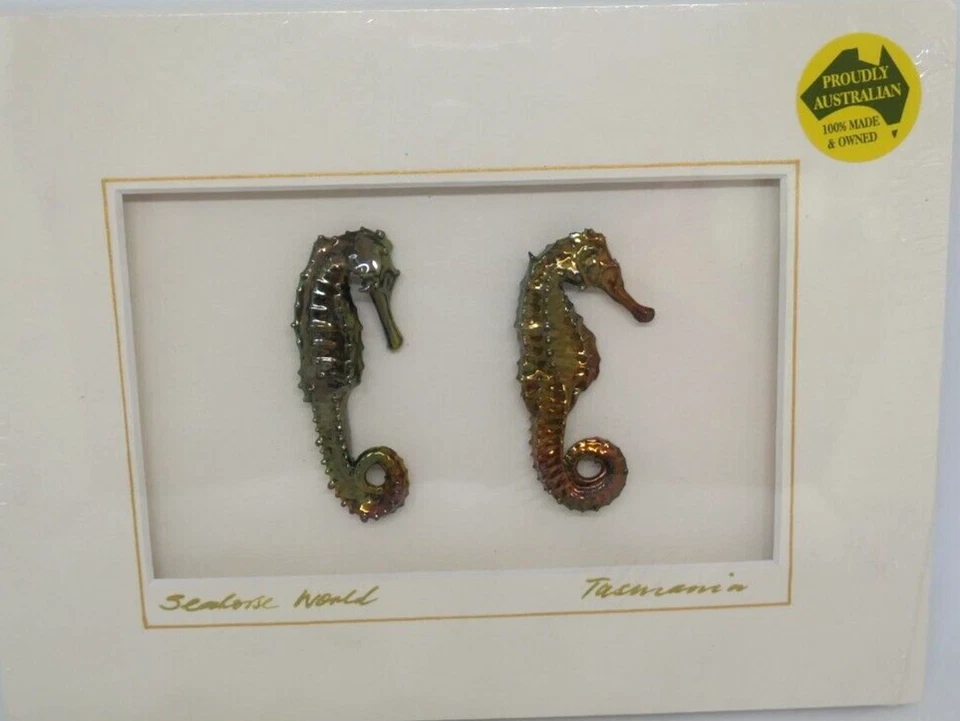 Seahorses - electroplated- gorgeous iridescent colour - mounted - image 2 of 4