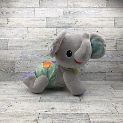 VTech Explore and Crawl Gray Elephant Plush Baby & Toddler Toy tested working