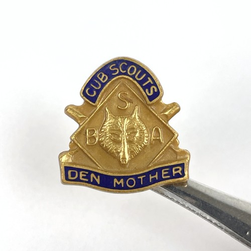 Vintage Cub Scouts Den Mutter Pin BSA Goldton blau Emaille kleine Brosche Revers - Bild 5 von 6