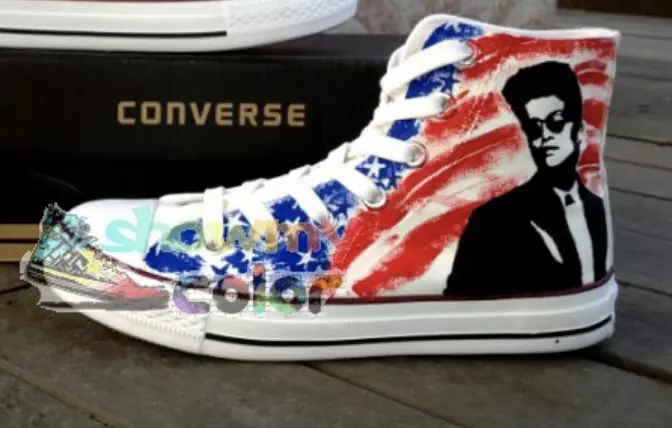 Custom Hand Painted BRUNO MARS USA Converse Hi Top Shoes Men Size