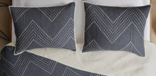 INK IVY Pomona 2 Piece Embroidered Cotton King Pillow Sham Set Navy