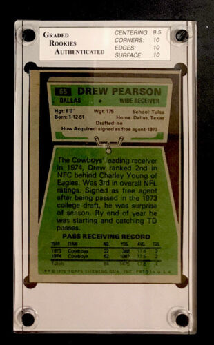 DREW PEARSON 1975 TOPPS #65 ROOKIE GRADED GEM MINT 10! RARE! HOT! HALL OF FAME! - Picture 2 of 2