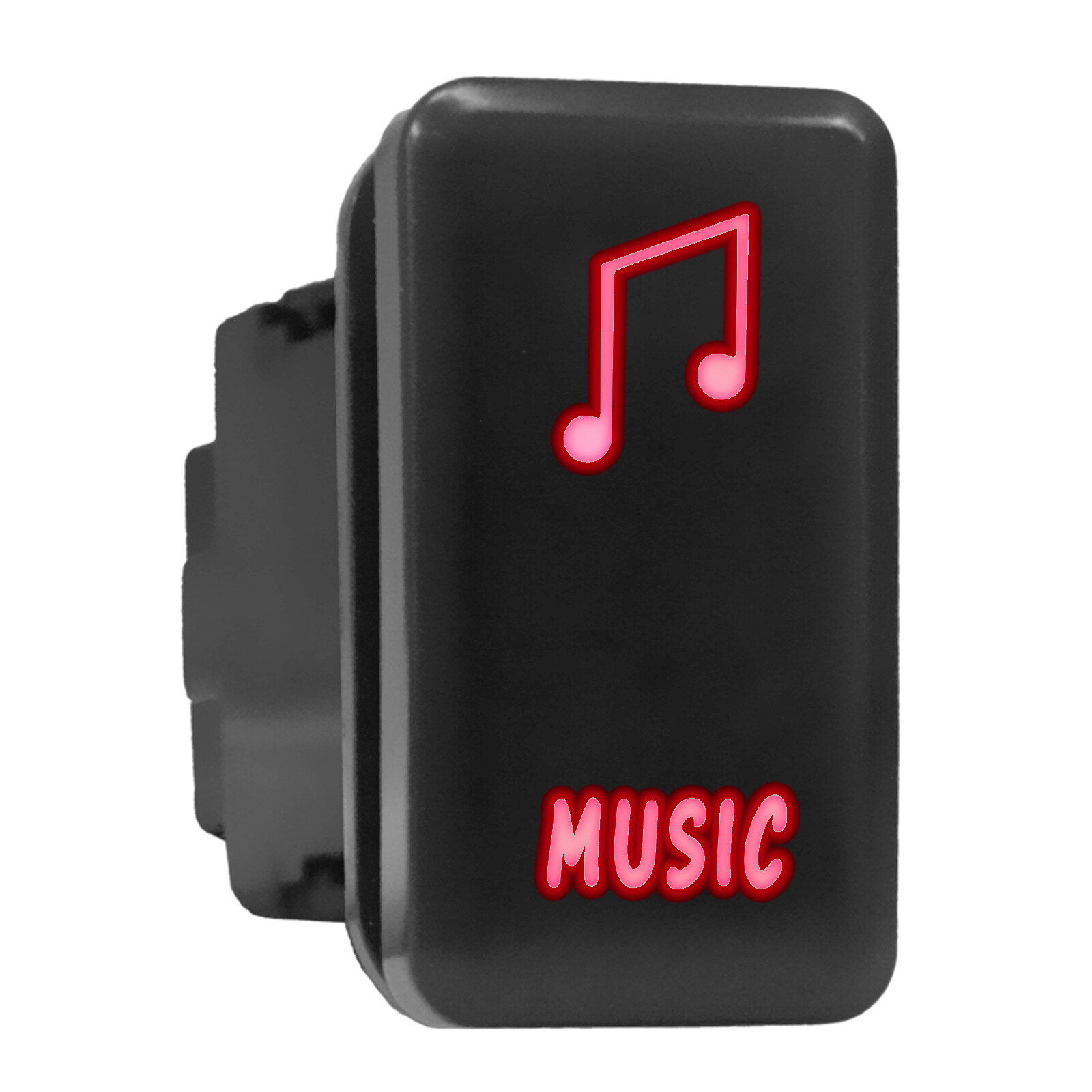 Red Backlit Push-In Music Switch 1.54x0.83