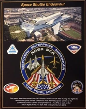 STS ENDEAVOUR TWICE FLOWN PATCH ABOARD 747 SHUTTLE CARRIER AIRCRAFT 905 TO CSC