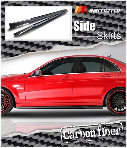 Carbon Fiber V Style Side Skirts 2PCS fits 11-14 Mercedes W204 C63 Facelift AMG - Imagen 1 de 5
